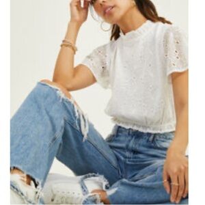 Elegant White Eyelet Lace Top